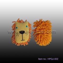 lion face wash mitt/ animal shape design chenille wash mitt (