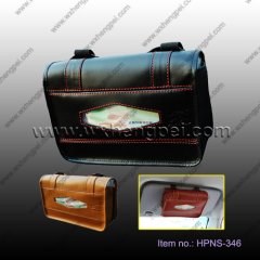 cow leather car/auto visor tissue organizer bag (HPNS-346)