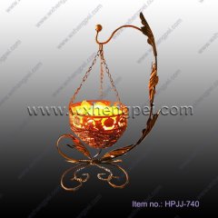 Electric Wrought Iron Basket Crystal Himalayan Salt Lamps(HPJ