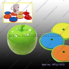 plastic ps cartoon apple coaster/cup mat（HPJJ-1513）
