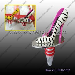 Wedding black and white striped high-heeled shoes metallic re